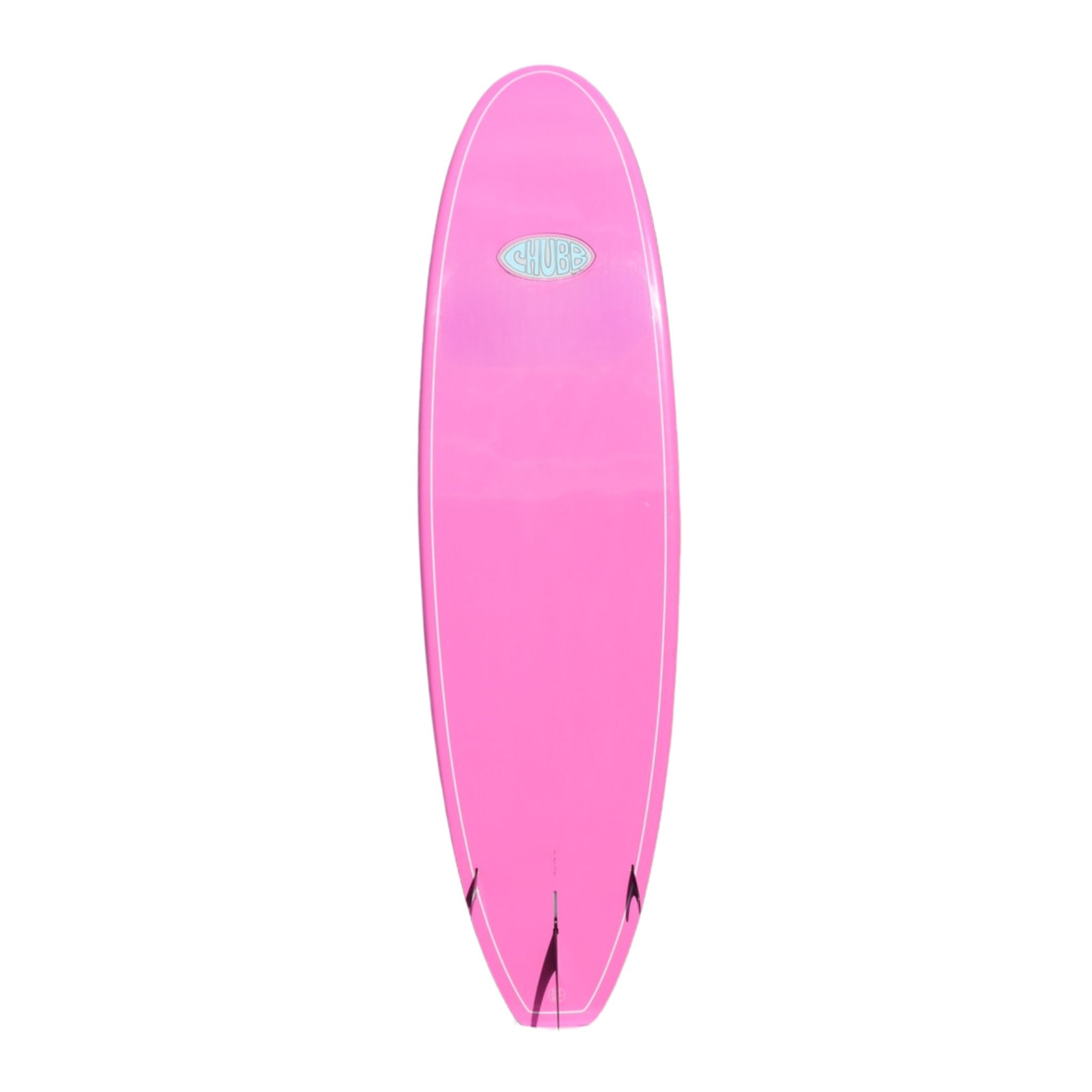 Pink paddleboard with a logo on a white background