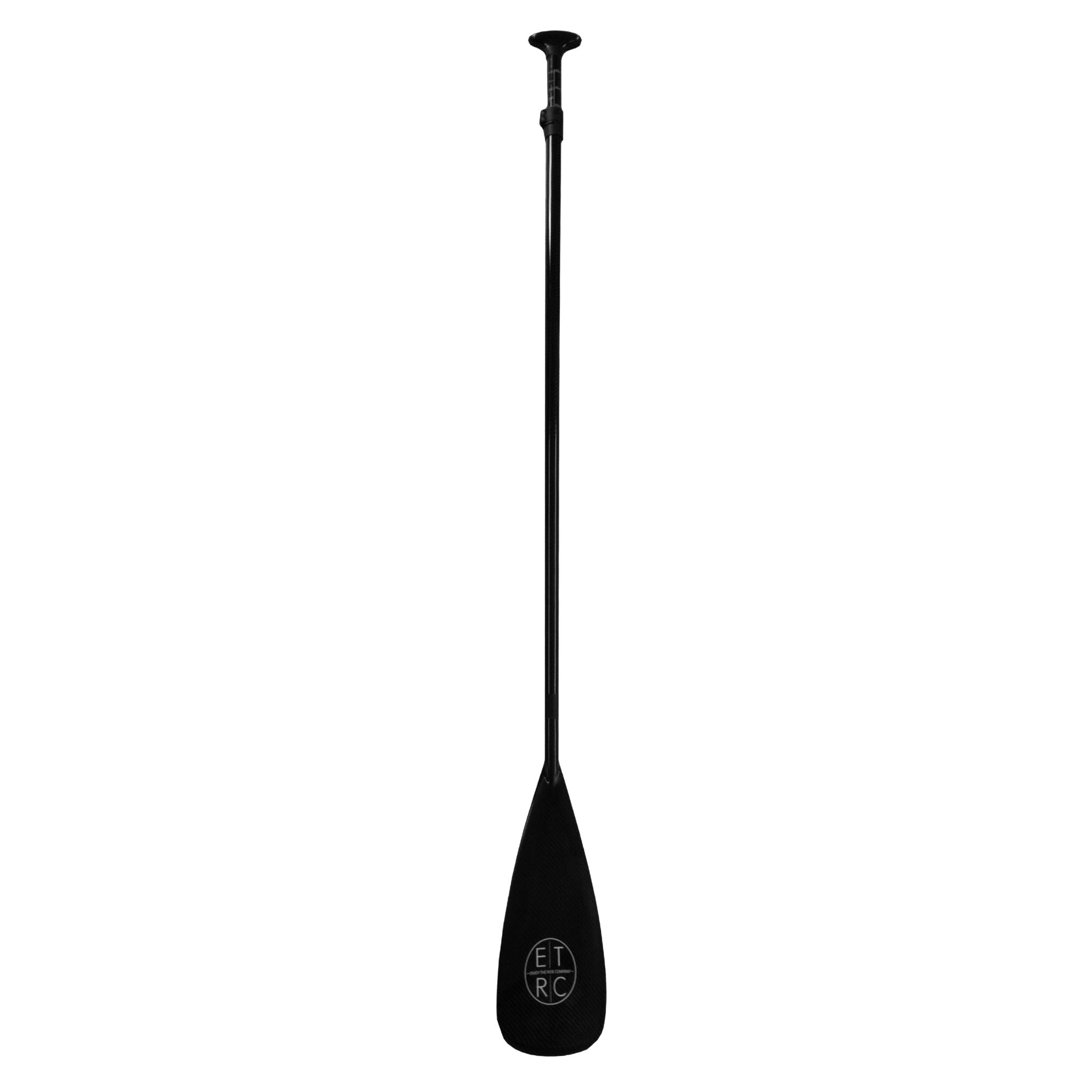 Black paddle with a brand logo on a white background