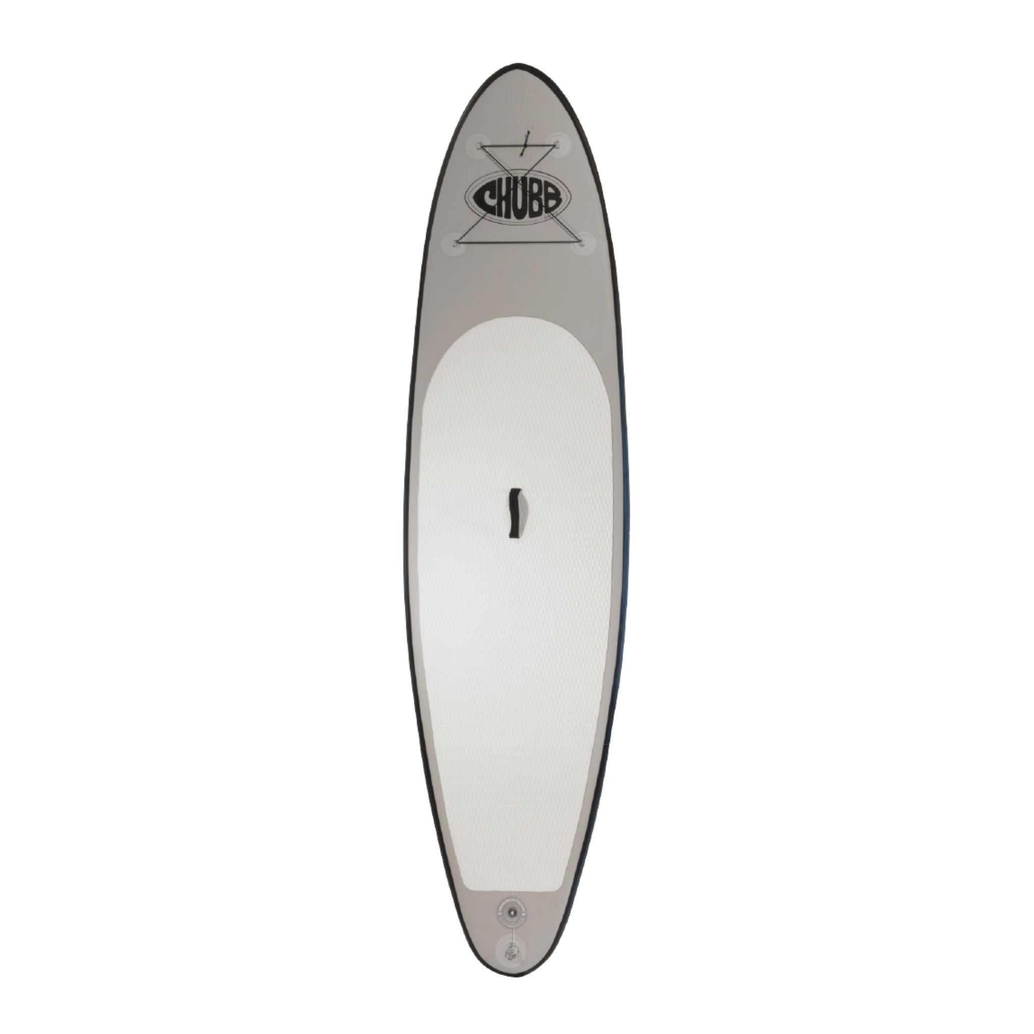 Inflatable paddleboard with Chubb logo on a white background