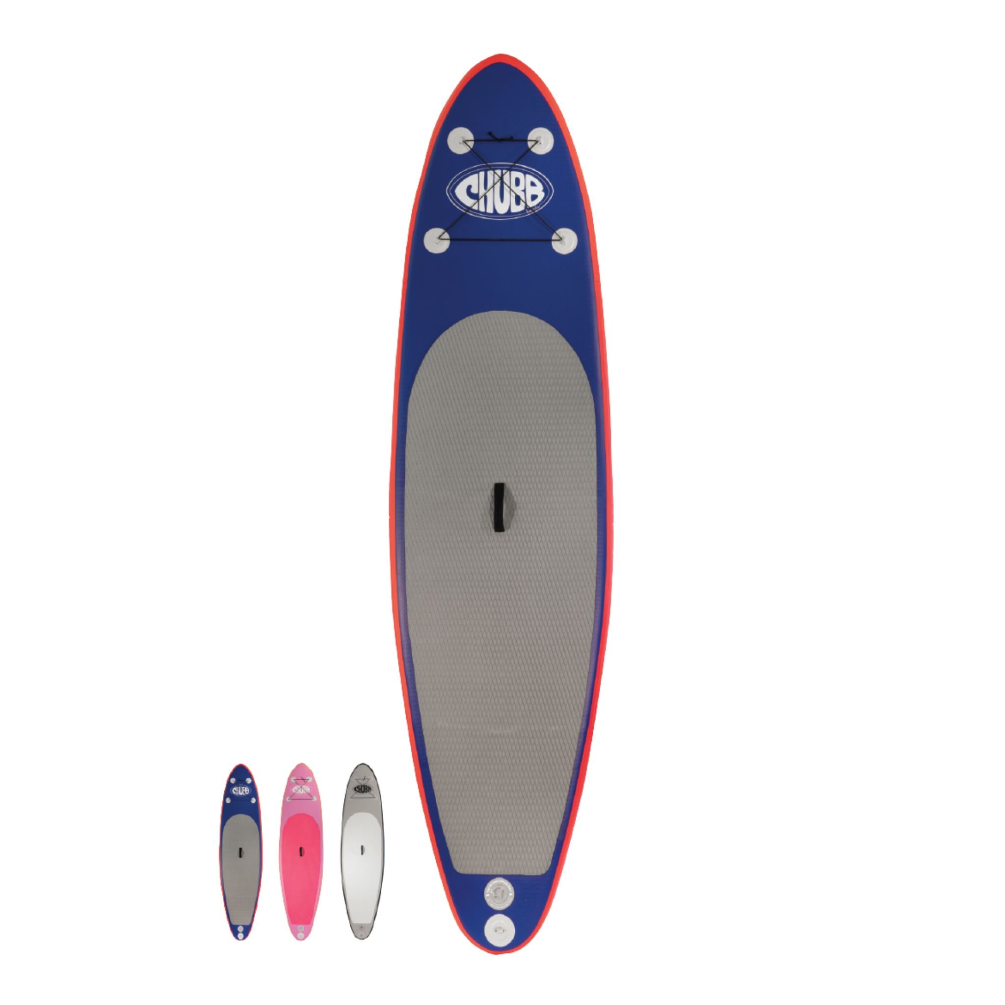 Paddleboard with Chubb logo on a white background
